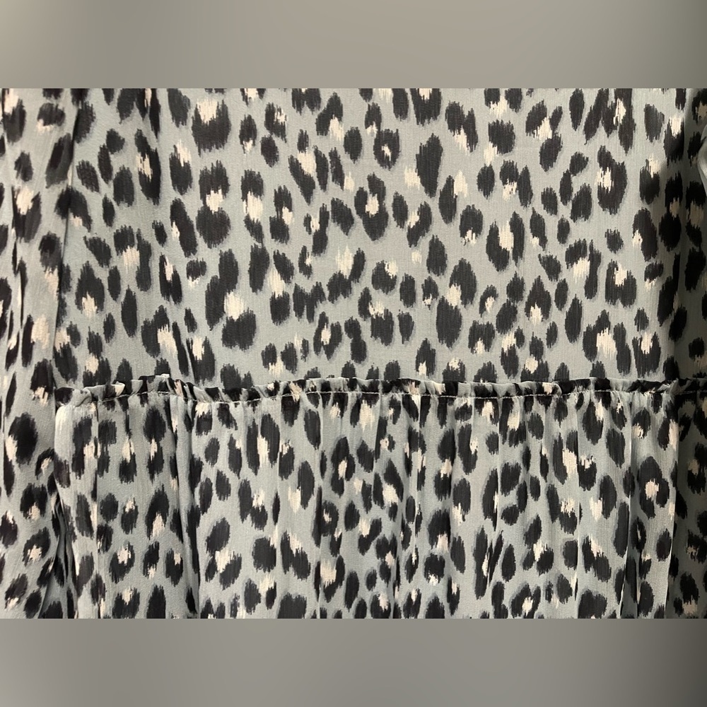 LOFT Gray and Black Leopard Print Long Sleeve Dress - Picture 9 of 16